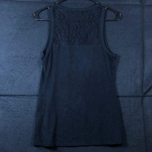 Express Womens Blouse Black Lace Yoke Front Sleeveless Stretch Small - Picture 8 of 10